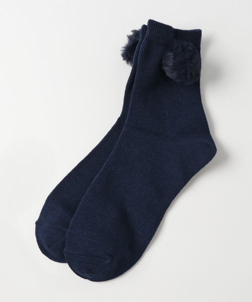 WEGO(ウィゴー)の「WEGO/ダスティカラーポンポンソックス(ソックス/靴下・レディース・ライトグレー/ワイン/ネイビー/ピンク/ブラウン・FREE)」の4枚目の写真