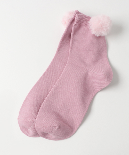 WEGO(ウィゴー)の「WEGO/ダスティカラーポンポンソックス(ソックス/靴下・レディース・ライトグレー/ワイン/ネイビー/ピンク/ブラウン・FREE)」の5枚目の写真