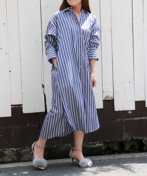 le.coeur blanc（ルクールブラン）の「【WEB限定PRICE】タイプライターロングシャツワンピース（シャツワンピース・レディース・オフホワイト/ブラウン/ブルー系その他4・FREE）」の8枚目の写真