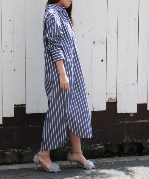 le.coeur blanc（ルクールブラン）の「【WEB限定PRICE】タイプライターロングシャツワンピース（シャツワンピース・レディース・オフホワイト/ブラウン/ブルー系その他4・FREE）」の4枚目の写真