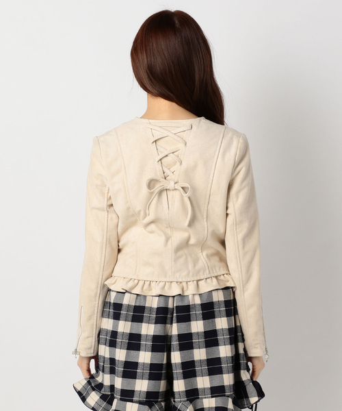 LODISPOTTO（ロディスポット）の「ロマンスノーカラーライダースジャケット（ライダースジャケット・レディース・ベージュ/ピンク・MEDIUM）」の4枚目の写真