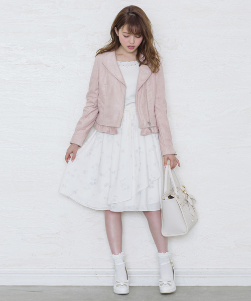 LODISPOTTO（ロディスポット）の「ロマンスノーカラーライダースジャケット（ライダースジャケット・レディース・ベージュ/ピンク・MEDIUM）」の13枚目の写真