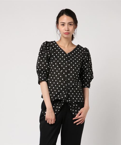 Cheek(チーク)の「2WAYドットリボンブラウス(シャツ/ブラウス・レディース・オフホワイト/ブラック/ベージュ・MEDIUM)」の8枚目の写真