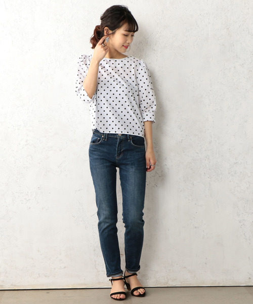 Cheek(チーク)の「2WAYドットリボンブラウス(シャツ/ブラウス・レディース・オフホワイト/ブラック/ベージュ・MEDIUM)」の12枚目の写真