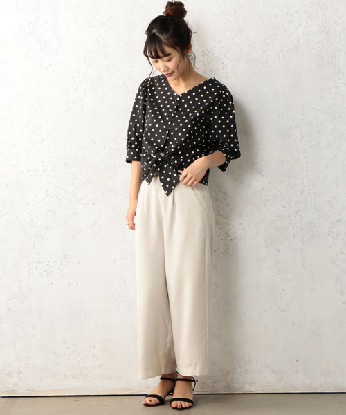 Cheek(チーク)の「2WAYドットリボンブラウス(シャツ/ブラウス・レディース・オフホワイト/ブラック/ベージュ・MEDIUM)」の14枚目の写真