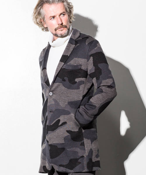 1piu1uguale3 RELAX(ウノピュウノウグァーレトレリラックス)の「1PIU1UGUALE3 RELAX(ウノピゥウノウグァーレトレ)ウール混カモニットチェスターコート(チェスターコート・メンズ・ブラック/ネイビー/ホワイト・SMALL/MEDIUM/LARGE)」の2枚目の写真