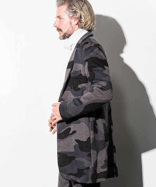 1piu1uguale3 RELAX(ウノピュウノウグァーレトレリラックス)の「1PIU1UGUALE3 RELAX(ウノピゥウノウグァーレトレ)ウール混カモニットチェスターコート(チェスターコート・メンズ・ブラック/ネイビー/ホワイト・SMALL/MEDIUM/LARGE)」の5枚目の写真