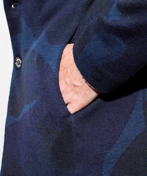 1piu1uguale3 RELAX(ウノピュウノウグァーレトレリラックス)の「1PIU1UGUALE3 RELAX(ウノピゥウノウグァーレトレ)ウール混カモニットチェスターコート(チェスターコート・メンズ・ブラック/ネイビー/ホワイト・SMALL/MEDIUM/LARGE)」の10枚目の写真