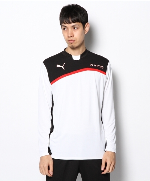 PUMA KING長袖シャツ ホワイト/ブラック PUMA（プーマ）の「長袖プラクティスシャツ 2 - KING（Tシャツ