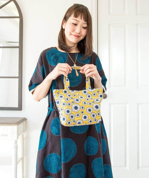 カヤ（カヤ）の「【カヤ】東欧風プリント帆布ミニトートバッグ（トートバッグ・レディース・パープル/レッド/イエロー/グリーン/ブルー/ダークブルー・FREE）」の12枚目の写真