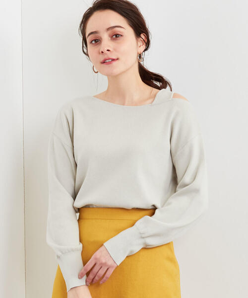 green label relaxing（グリーンレーベルリラクシング）の「[手洗い可能] FM コットンシルク ワンショル ニット ◆（ニット/セーター・レディース・ブラック/パープル/ナチュラル・FREE）」の3枚目の写真