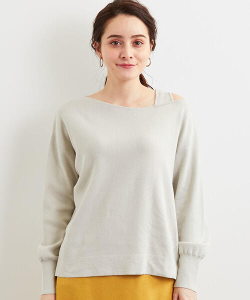 green label relaxing（グリーンレーベルリラクシング）の「[手洗い可能] FM コットンシルク ワンショル ニット ◆（ニット/セーター・レディース・ブラック/パープル/ナチュラル・FREE）」の5枚目の写真