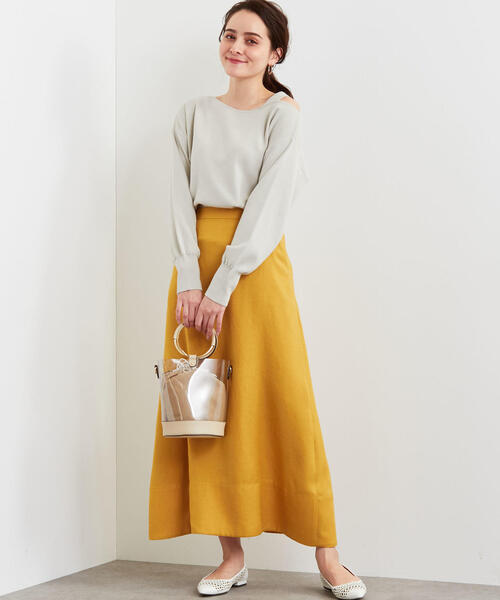 green label relaxing（グリーンレーベルリラクシング）の「[手洗い可能] FM コットンシルク ワンショル ニット ◆（ニット/セーター・レディース・ブラック/パープル/ナチュラル・FREE）」の7枚目の写真