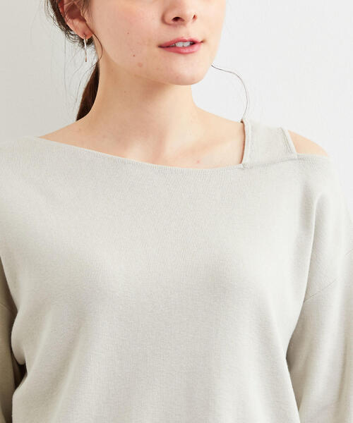 green label relaxing（グリーンレーベルリラクシング）の「[手洗い可能] FM コットンシルク ワンショル ニット ◆（ニット/セーター・レディース・ブラック/パープル/ナチュラル・FREE）」の8枚目の写真