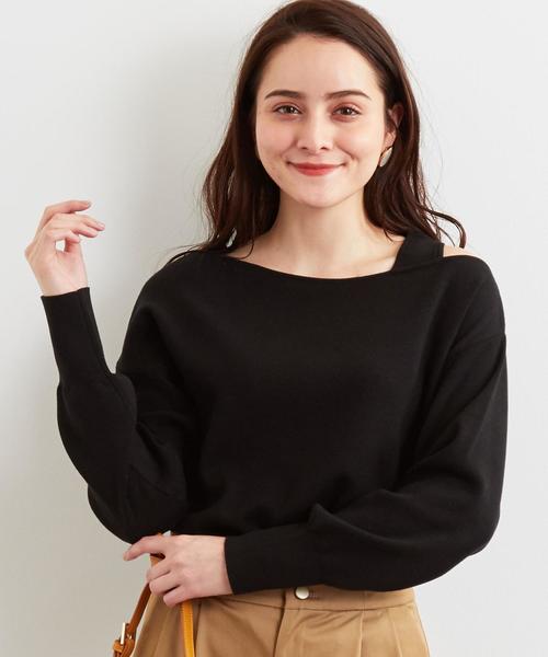 green label relaxing（グリーンレーベルリラクシング）の「[手洗い可能] FM コットンシルク ワンショル ニット ◆（ニット/セーター・レディース・ブラック/パープル/ナチュラル・FREE）」の13枚目の写真