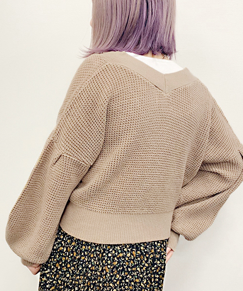 apres jour(アプレジュール)の「ワッフルVネックカーディガン【ZOZOTOWN限定アイテム】(カーディガン/ボレロ・レディース・スモークピンク/カーキ/ライトベージュ/ブルー/オフホワイト/ベージュ/ラベンダー/ライトグリーン・フリー)」の14枚目の写真