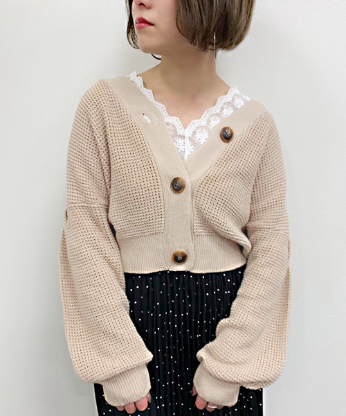 apres jour(アプレジュール)の「ワッフルVネックカーディガン【ZOZOTOWN限定アイテム】(カーディガン/ボレロ・レディース・スモークピンク/カーキ/ライトベージュ/ブルー/オフホワイト/ベージュ/ラベンダー/ライトグリーン・フリー)」の20枚目の写真