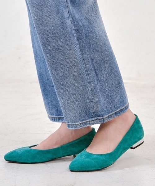 ORiental TRaffic（オリエンタルトラフィック）の「本革スエードフラットパンプス★R-6002（パンプス・レディース・ブラック/ベージュ/ピンク/イエロー/ブルー/グレー/ネイビー/グリーン/パープル・40/38/39/41/42/35/36/37/34/33/43）」の5枚目の写真