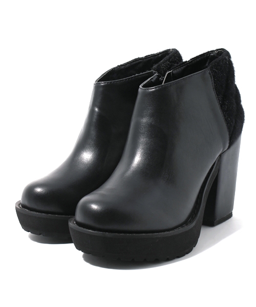 WHO'S WHO gallery（フーズフーギャラリー）の「ツイード切替ブーティ（ブーツ・レディース・グリーン/ブラック/グレー・MEDIUM/LARGE/SMALL）」の3枚目の写真