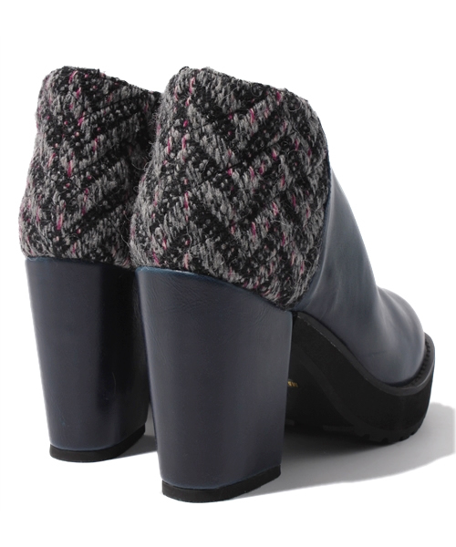 WHO'S WHO gallery（フーズフーギャラリー）の「ツイード切替ブーティ（ブーツ・レディース・グリーン/ブラック/グレー・MEDIUM/LARGE/SMALL）」の6枚目の写真