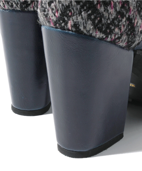 WHO'S WHO gallery（フーズフーギャラリー）の「ツイード切替ブーティ（ブーツ・レディース・グリーン/ブラック/グレー・MEDIUM/LARGE/SMALL）」の11枚目の写真