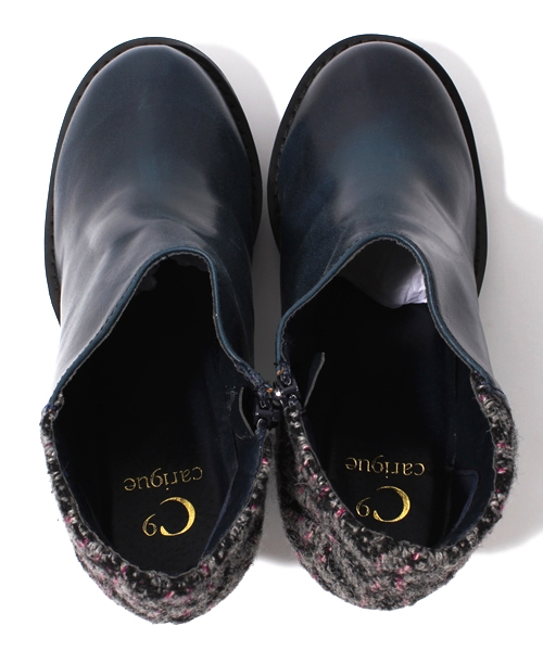 WHO'S WHO gallery（フーズフーギャラリー）の「ツイード切替ブーティ（ブーツ・レディース・グリーン/ブラック/グレー・MEDIUM/LARGE/SMALL）」の12枚目の写真