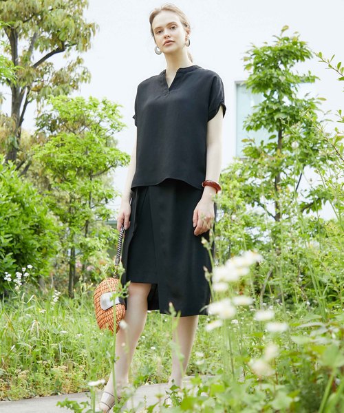 STUDIOUS（ステュディオス）の「【STUDIOUS】リネンライク セットアップキーネック スキッパーブラウス（シャツ/ブラウス・レディース・ブラック/ベージュ/ライトカーキ・FREE）」の21枚目の写真