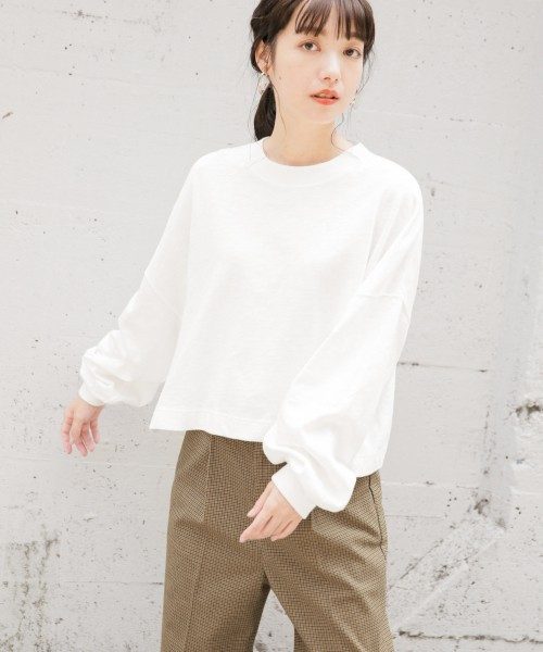 LOWRYS FARM（ローリーズファーム）の「スラブショートロンＴ　851876（Tシャツ/カットソー・レディース・ブラック/ベージュ/オフホワイト・FREE）」の13枚目の写真