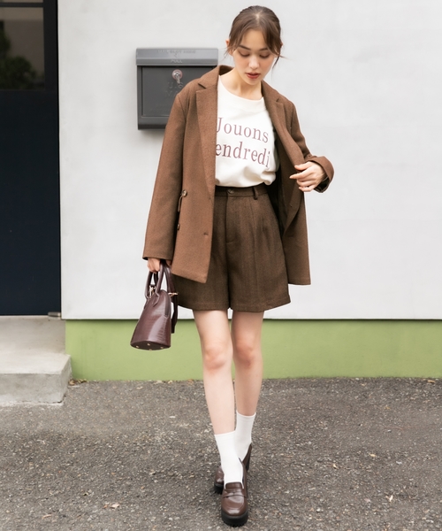 Heather（ヘザー）の「ヘリンボーンバミューダショートパンツ　856684（その他パンツ・レディース・ベージュ/ブラウン・FREE）」の4枚目の写真