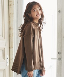 KOBE LETTUCE | サイドスリットリブ編みハイネック切り替えニットトップス(ニット/セーター)