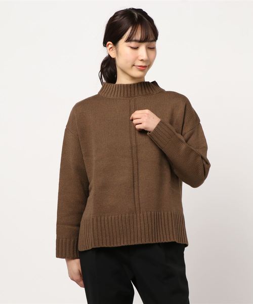 KOBE LETTUCE(コウベレタス)の「サイドスリットリブ編みハイネック切り替えニットトップス(ニット/セーター・レディース・ブラウン/ベージュ系その他/グリーン系その他/ピンク系その他・FREE)」の7枚目の写真