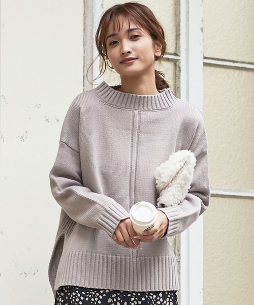 KOBE LETTUCE(コウベレタス)の「サイドスリットリブ編みハイネック切り替えニットトップス(ニット/セーター・レディース・ブラウン/ベージュ系その他/グリーン系その他/ピンク系その他・FREE)」の16枚目の写真