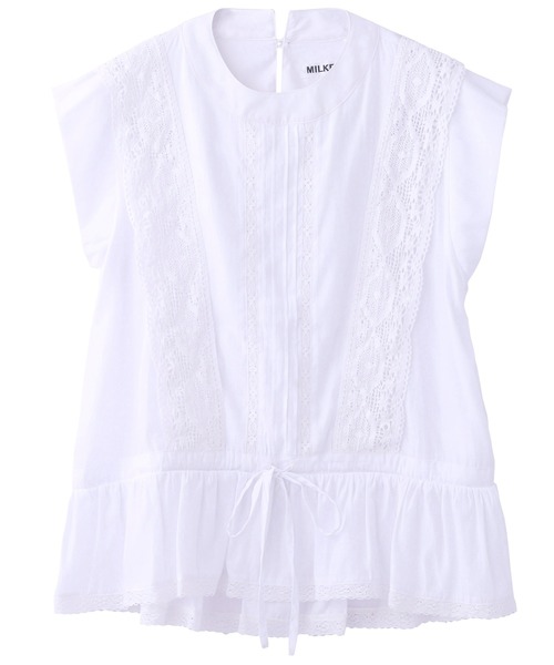 MILKFED.（ミルクフェド）の「LACE PEPLUM TOP（シャツ/ブラウス・レディース・ホワイト/ブラウン・ONE SIZE）」の3枚目の写真