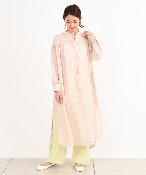 DouDou（ドゥドゥ）の「ストライプシャツワンピース（シャツワンピース・レディース・キャメル/ピンク・FREE）」の21枚目の写真