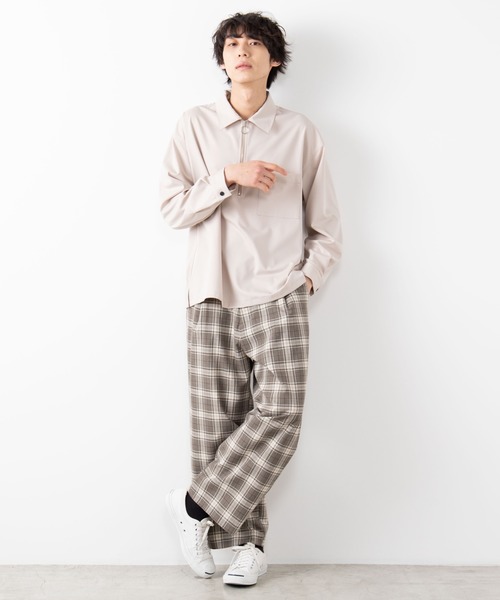 WEGO（ウィゴー）の「WEGO/TRハーフジップシャツ（シャツ/ブラウス・メンズ・ブラック/ベージュ・LARGE/MEDIUM）」の8枚目の写真