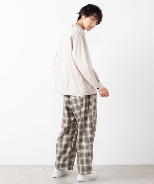 WEGO（ウィゴー）の「WEGO/TRハーフジップシャツ（シャツ/ブラウス・メンズ・ブラック/ベージュ・LARGE/MEDIUM）」の4枚目の写真