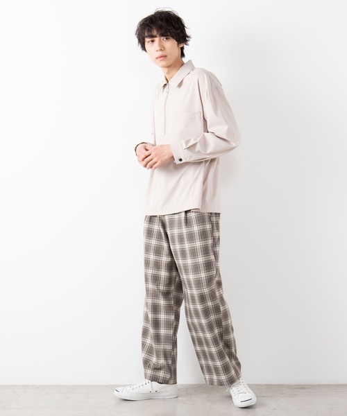 WEGO（ウィゴー）の「WEGO/TRハーフジップシャツ（シャツ/ブラウス・メンズ・ブラック/ベージュ・LARGE/MEDIUM）」の6枚目の写真