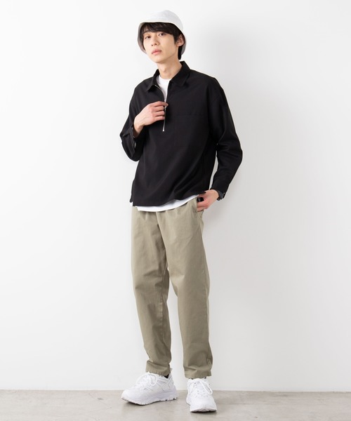 WEGO（ウィゴー）の「WEGO/TRハーフジップシャツ（シャツ/ブラウス・メンズ・ブラック/ベージュ・LARGE/MEDIUM）」の3枚目の写真
