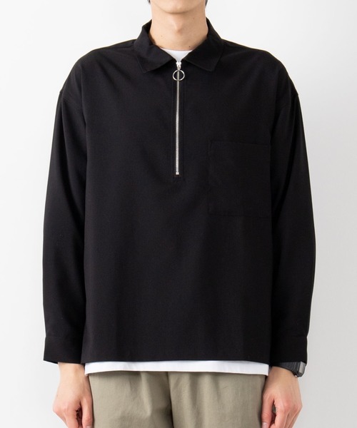 WEGO（ウィゴー）の「WEGO/TRハーフジップシャツ（シャツ/ブラウス・メンズ・ブラック/ベージュ・LARGE/MEDIUM）」の10枚目の写真