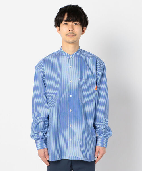 UNIVERSAL OVERALL(ユニバーサルオーバーオール)の「【UNIVERSAL OVERALL/ユニバーサルオーバーオール】BAND COLLAR SHIRTS バンドカラー シャツ #U2011131-B(シャツ/ブラウス・メンズ・ホワイト系その他/ブルー系その他・M/L/S)」の3枚目の写真