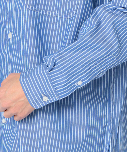 UNIVERSAL OVERALL(ユニバーサルオーバーオール)の「【UNIVERSAL OVERALL/ユニバーサルオーバーオール】BAND COLLAR SHIRTS バンドカラー シャツ #U2011131-B(シャツ/ブラウス・メンズ・ホワイト系その他/ブルー系その他・M/L/S)」の9枚目の写真