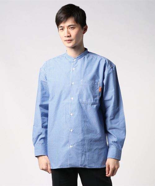 UNIVERSAL OVERALL(ユニバーサルオーバーオール)の「【UNIVERSAL OVERALL/ユニバーサルオーバーオール】BAND COLLAR SHIRTS バンドカラー シャツ #U2011131-B(シャツ/ブラウス・メンズ・ホワイト系その他/ブルー系その他・M/L/S)」の18枚目の写真