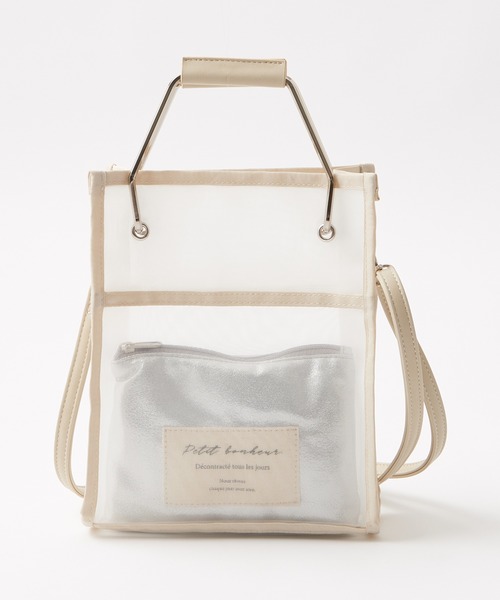 one after another NICE CLAUP（ワンアフターアナザーナイスクラップ）の「２点セットメッシュシアーバッグ（ショルダーバッグ・レディース・アイボリー/ベージュ/ミント・FREE）」の2枚目の写真