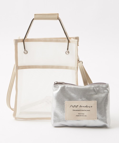 one after another NICE CLAUP（ワンアフターアナザーナイスクラップ）の「２点セットメッシュシアーバッグ（ショルダーバッグ・レディース・アイボリー/ベージュ/ミント・FREE）」の8枚目の写真