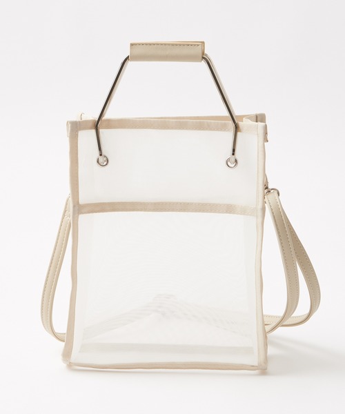 one after another NICE CLAUP（ワンアフターアナザーナイスクラップ）の「２点セットメッシュシアーバッグ（ショルダーバッグ・レディース・アイボリー/ベージュ/ミント・FREE）」の9枚目の写真