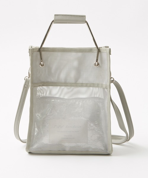 one after another NICE CLAUP（ワンアフターアナザーナイスクラップ）の「２点セットメッシュシアーバッグ（ショルダーバッグ・レディース・アイボリー/ベージュ/ミント・FREE）」の4枚目の写真