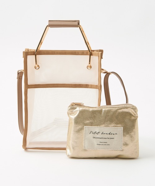 one after another NICE CLAUP（ワンアフターアナザーナイスクラップ）の「２点セットメッシュシアーバッグ（ショルダーバッグ・レディース・アイボリー/ベージュ/ミント・FREE）」の14枚目の写真