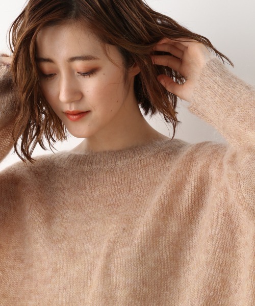 【新品✨定価約5万円】ebure 22AW モヘヤ混 ニット オーバーサイズ セール】5GモヘヤコンボートネックPO 910538（ニット/セーター）｜A