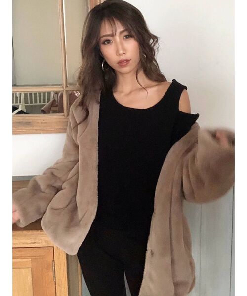 RESEXXY(リゼクシー)の「変形ニットトップス(ニット/セーター・レディース・ブラック/ベージュ/グレー・FREE)」の14枚目の写真