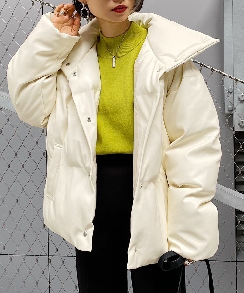 PAGEBOY（ページボーイ）の「フェイクレザーナカワタブルゾン（ブルゾン・レディース・ブラック/オフホワイト・FREE）」の2枚目の写真